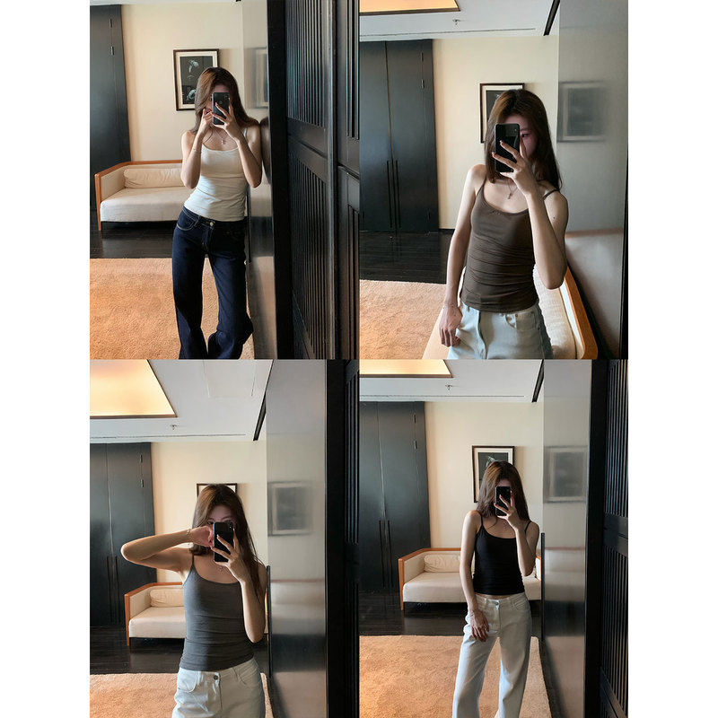 Pd's Greatest Work, Super Soft Kendall Jenner Style American Vest, Basic Style, Can Be Worn as a Base Layer or Outerwear, Tube Top Camisole 010