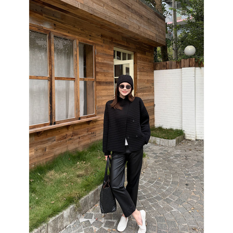 Junjun【Leather Pants】Elegant High-Waisted Protein Leather Casual Long Pants Slimming Nine-Point Cigarette Leather Pants Junjun【Leather Pants】Elegant High-Waisted Protein Leather Casual Long Pants Slimming Nine-Point Cigarette Leather Pants