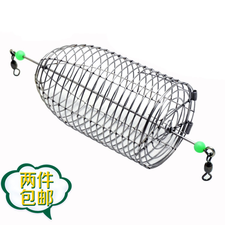 Stainless steel bait cage Big green needle south oil chicken cage nest cage fishing bait spreader fishing bait cage fishing gear