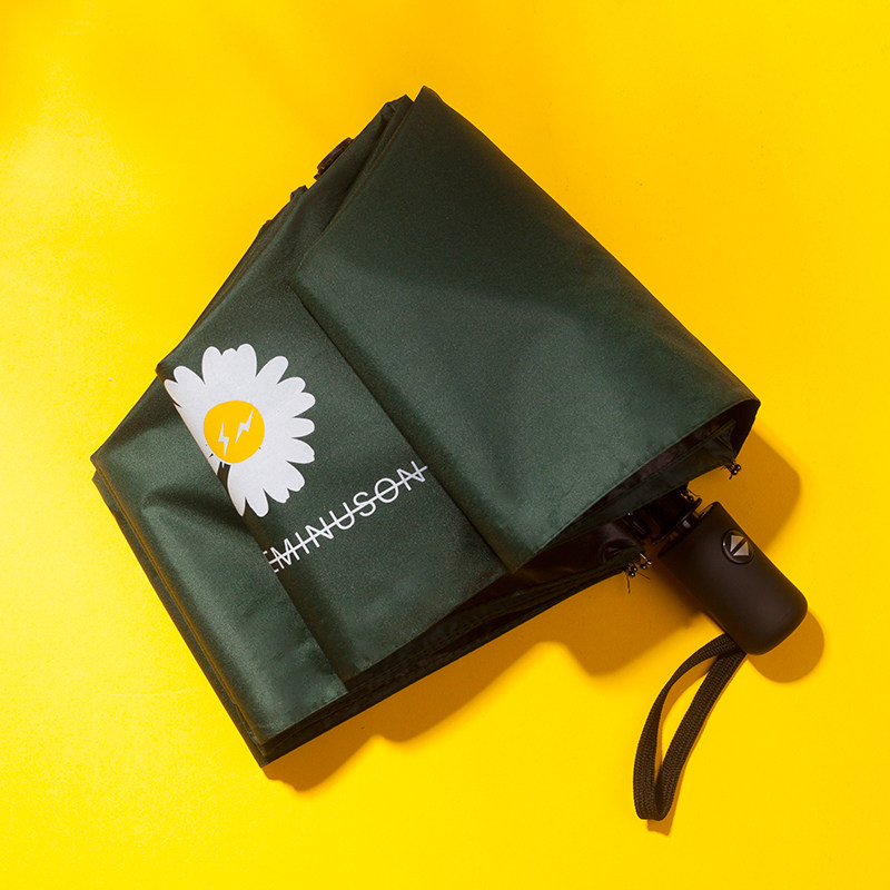 South Korea Kwon Zhilong small daisy parasol parasol automatic umbrella Sunscreen anti-UV female barometer rain dual-use