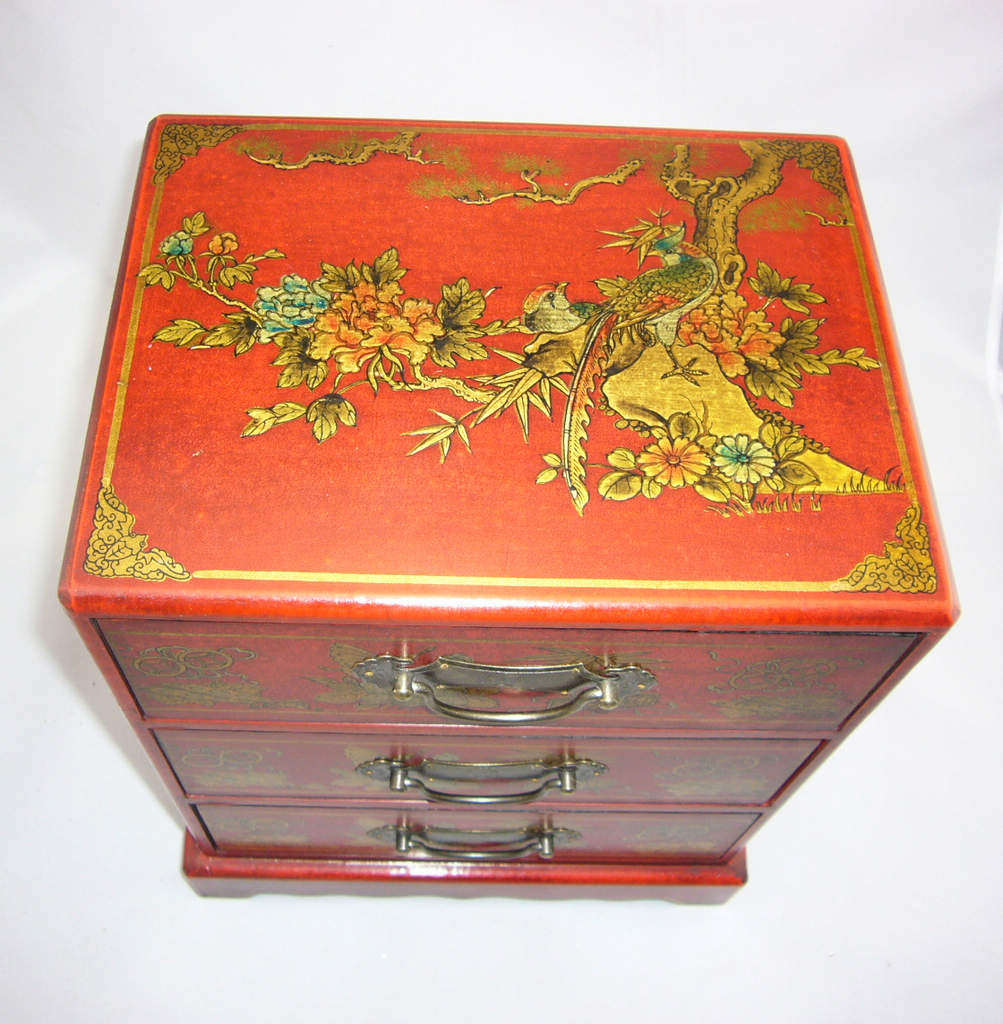 Boutique antique containing box retro first decorated case leather case 3 smoke with old first decorated case jewellery box storage box-Taobao