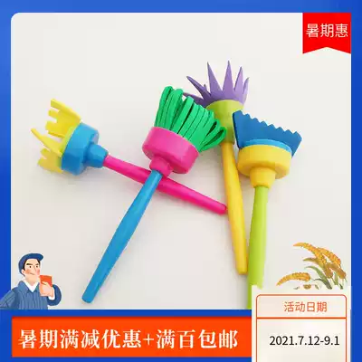 Rotating painting tools 4 kindergarten teaching aids Children's painting brushes EVA brushes DIY handmade toys