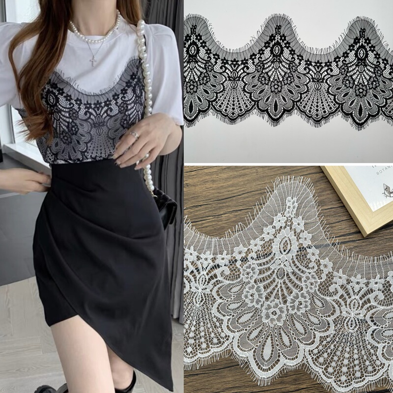 28cm Wide 3m Long Soft Mesh Lace Fringe DIY Wedding Veil Decoration Lace Clothing Accessories