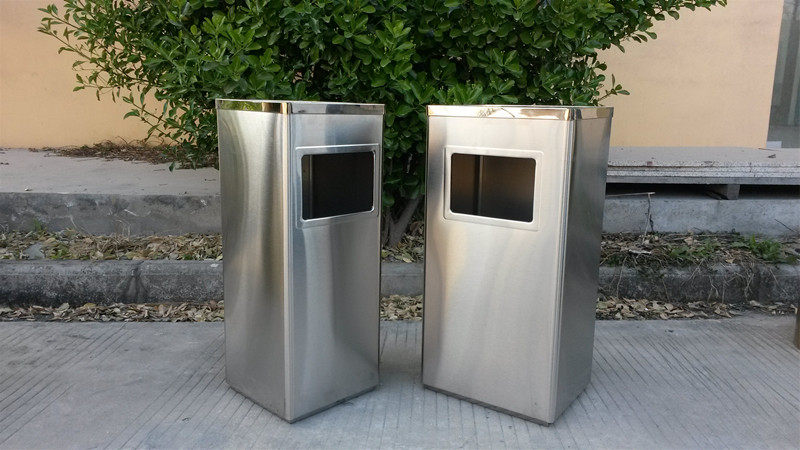 Stainless steel trash can ash bucket trash box corridor classification medical bucket square rig bucket black storage bucket