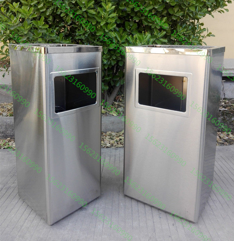 Wuhan stainless steel square trash can Lige trash can elevator mouth trash can cigarette ash bucket stainless steel trash can