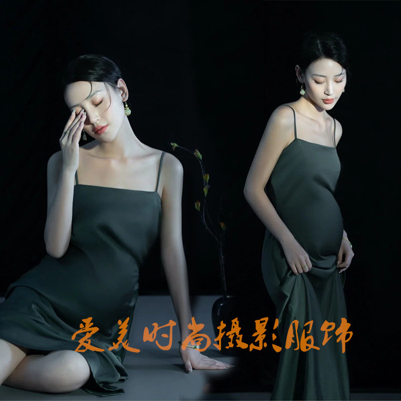 Photo Gallery Exhibition New Pregnant Women Photos Clothing Retro Superior Sense Art Satin Face Pendant With Skirt Gestation Mommy Photography