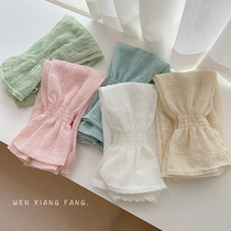 Snowspun Cotton Cool Feel Pure Color Ice Cuff Woman Folds Bubble Sweetness Summer Outdoor Drive Ice Silk Sunscreen Sleeve