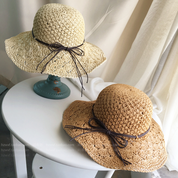 Korean Hand-woven Big-edge Folding Straw Hat display picture 8