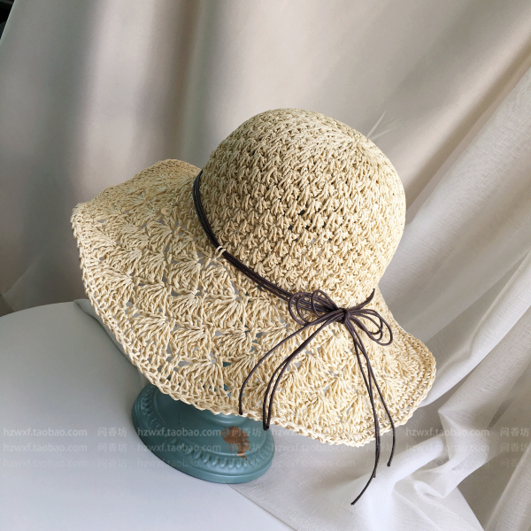 Korean Hand-woven Big-edge Folding Straw Hat display picture 6