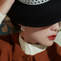 Beaded around ERMAN Man Man Retro Pearl Earrings Silver Gold-plated New French Advanced Temperament Ear