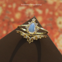 Princess and Witch retro court style lace ring silver gold-plated Opal micro-inlaid ring gift