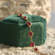 Man light extravagant retro palace style garnet bracelet 925 silver gold-plated Japanese exquisite crystal jewelry gift