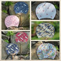  Japanese-style double-sided group fan Handmade literary and artistic style bamboo fan Summer round fan Classical ancient style fabric cotton and linen fan