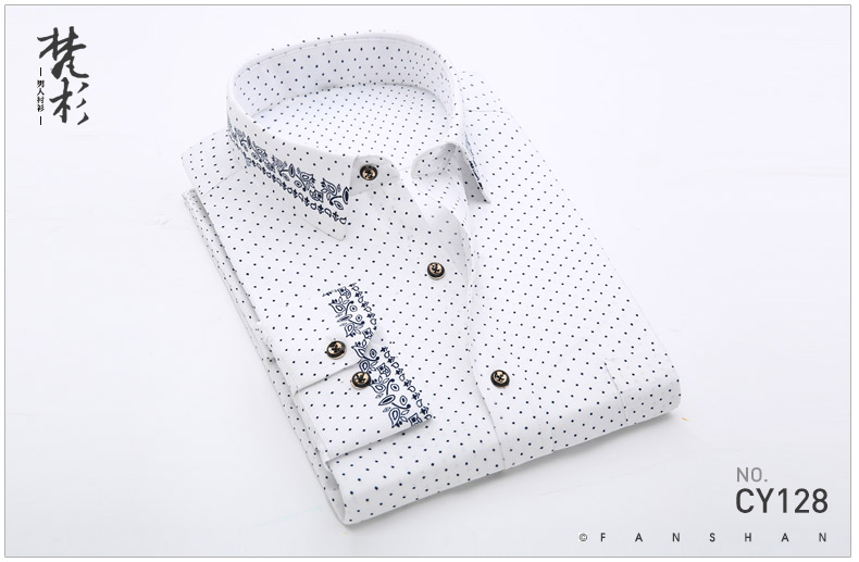 Vanssa Mùa xuân và mùa thu Mới In Áo sơ mi nam dài tay Áo sơ mi hoa giản dị polka Dot Hàn Quốc Xu hướng áo sơ mi nam các kiểu áo sơ mi họa nữ đẹp