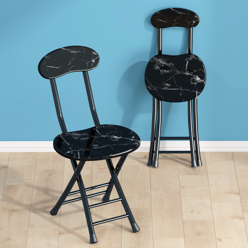 [Hard Wooden Seat] Black Frame Black Marble