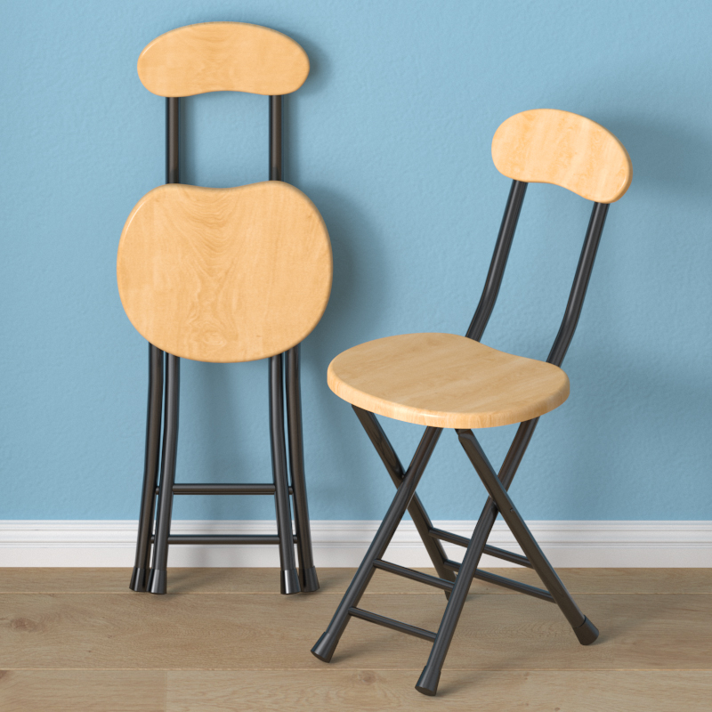 [Hard Wooden Seat] Black frame with original wood grain