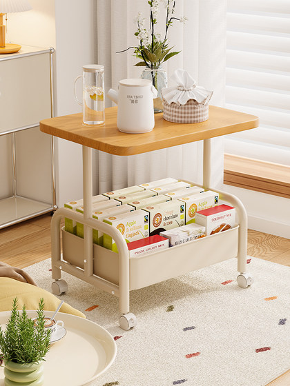 中古小推车零食置物架复古可移动推拉茶几客厅沙发边几床头柜多层