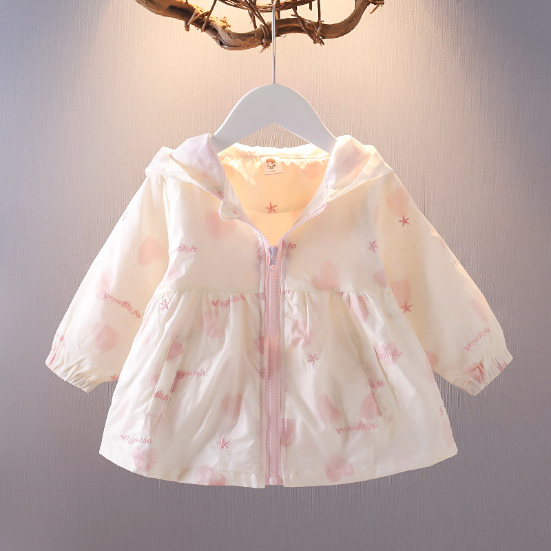 Children's clothing girl long sleeve jacket new foreign female baby girl with hat blouse autumn clothes baby fall jacket tide