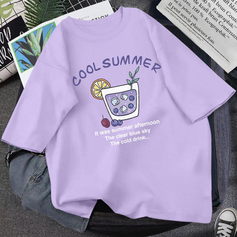 Cotton short-sleeved t-shirt women's 2022 summer new loose half-sleeved taro purple top net red super hot ins trend