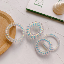 Lukewarm windy white transparent telephone line hair ring man fish Ji large size minimalist head rope Zhair leather fascia net red hair rope