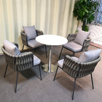 Nordic outdoor table and chair leisure balcony table and chair living room cloth with woven table and chair sun room table and chair five sets