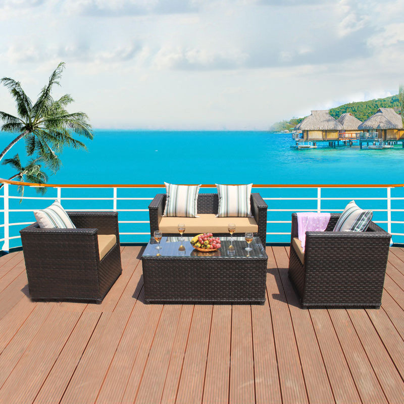 Building Dreams Home Vines Sofa Casual Double Rattan Chair Tea Table Combined Five Sets Coffee Cassette Outdoor Sofa Bookings