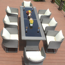 Building a dream home outdoor courtyard balcony table and chair rattan chair Nordic style hotel restaurant Cafe rattan table and chair customization