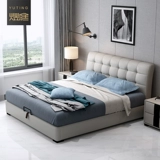 Маленькая квартира для хранения кожаная кровать скандинавская минималистская свадебная кровать кожаная кровать двуспальная кровать 1,8 метра белая кожаная кровать главная спальня