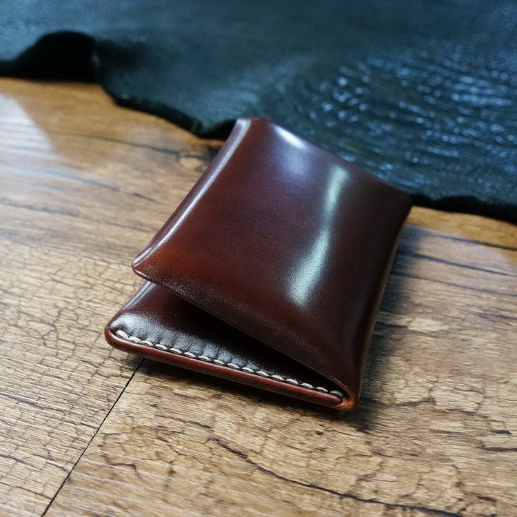 Japanese Horsehide Leather, Shell-Shaped Design, Flip-Top Coin Purse and Card Holder, Produced by Lu Ji, Handmade Leather Goods