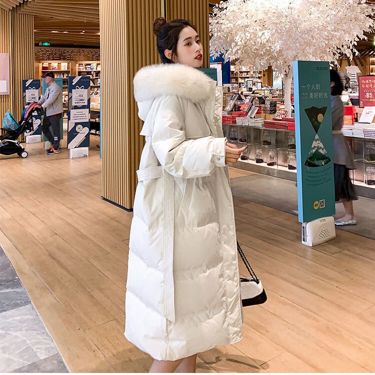 Large Fur Collar down Jacket for Women, Mid-Length, Over-The-Knee, Loose Fit, 2026 New Style, Waist-Cinching, Slimming, Thickened White Duck down Coat Large Fur Collar down Jacket for Women, Mid-Length, Over-The-Knee, Loose Fit, 2026 New Style, Waist-Cinching, Slimming, Thickened White Duck down Coat