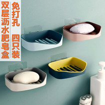 Soap box drain toilet bathroom creative non-punch double soap box suction cup Wall wall-mounted soap box