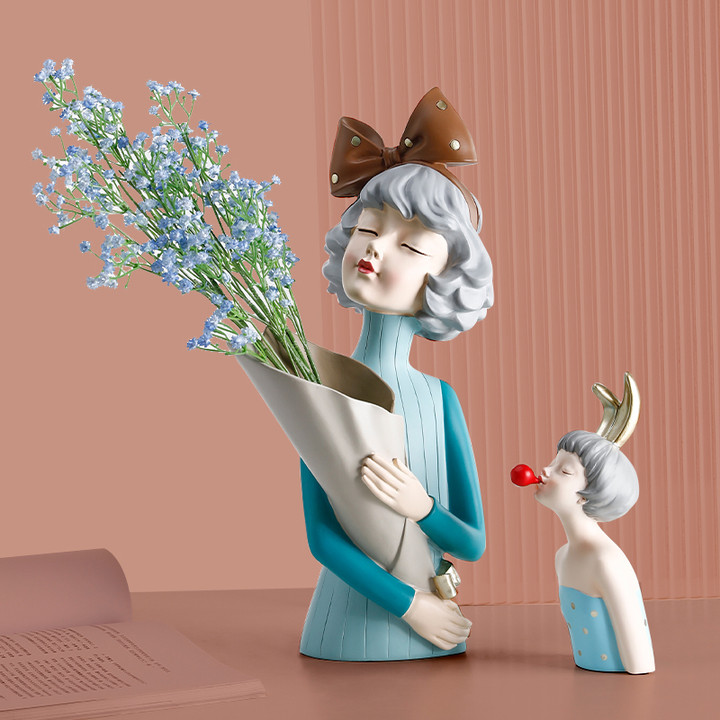 Vase ins wind ornaments living room flower arrangement light luxury dried flowers creative Nordic style high-end simple home decorations