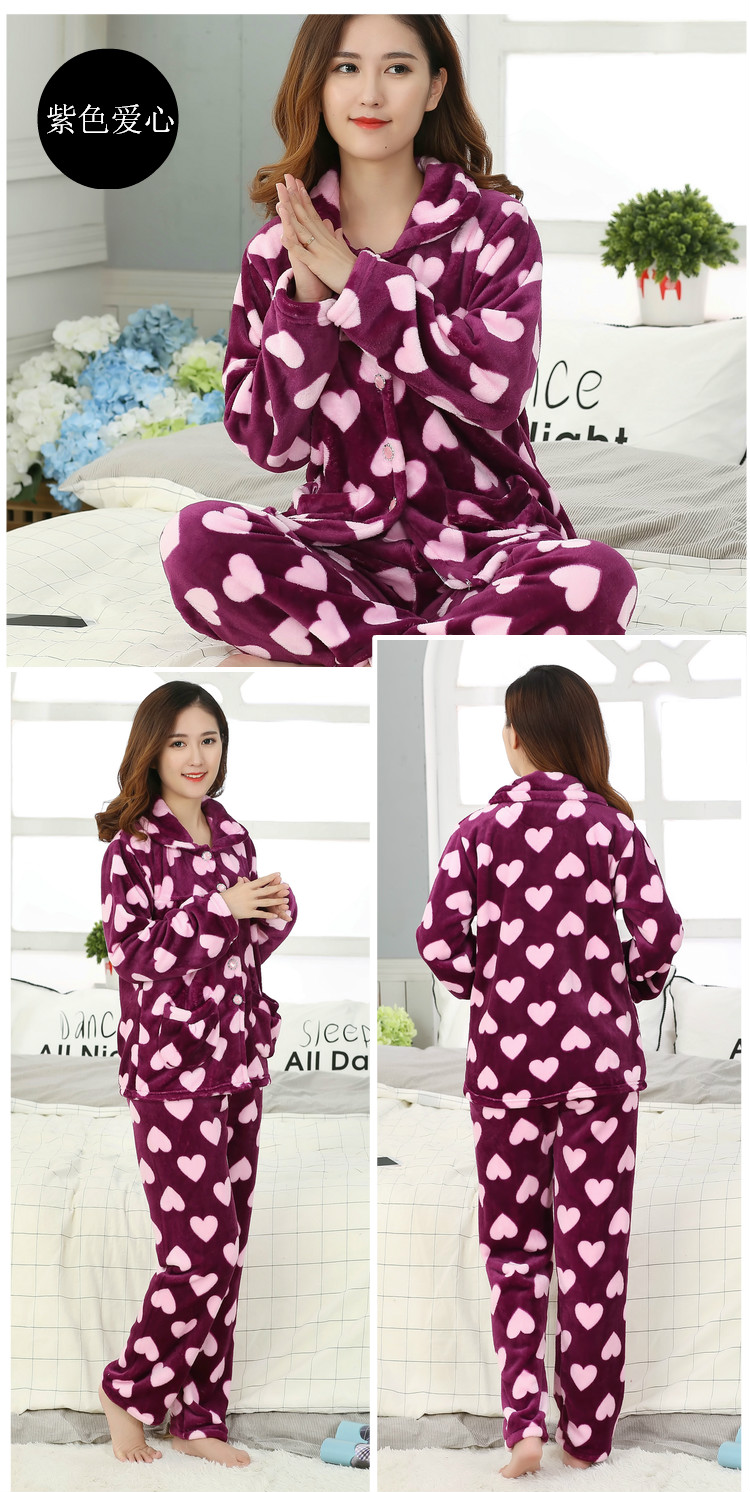 Đồ ngủ nhung san hô nữ mùa thu đông dài phiên bản dài tay Hàn Quốc của mùa đông dày ấm áp flannel kích thước lớn phù hợp với dịch vụ nhà dễ thương các kiểu đồ bộ mặc ở nhà đẹp
