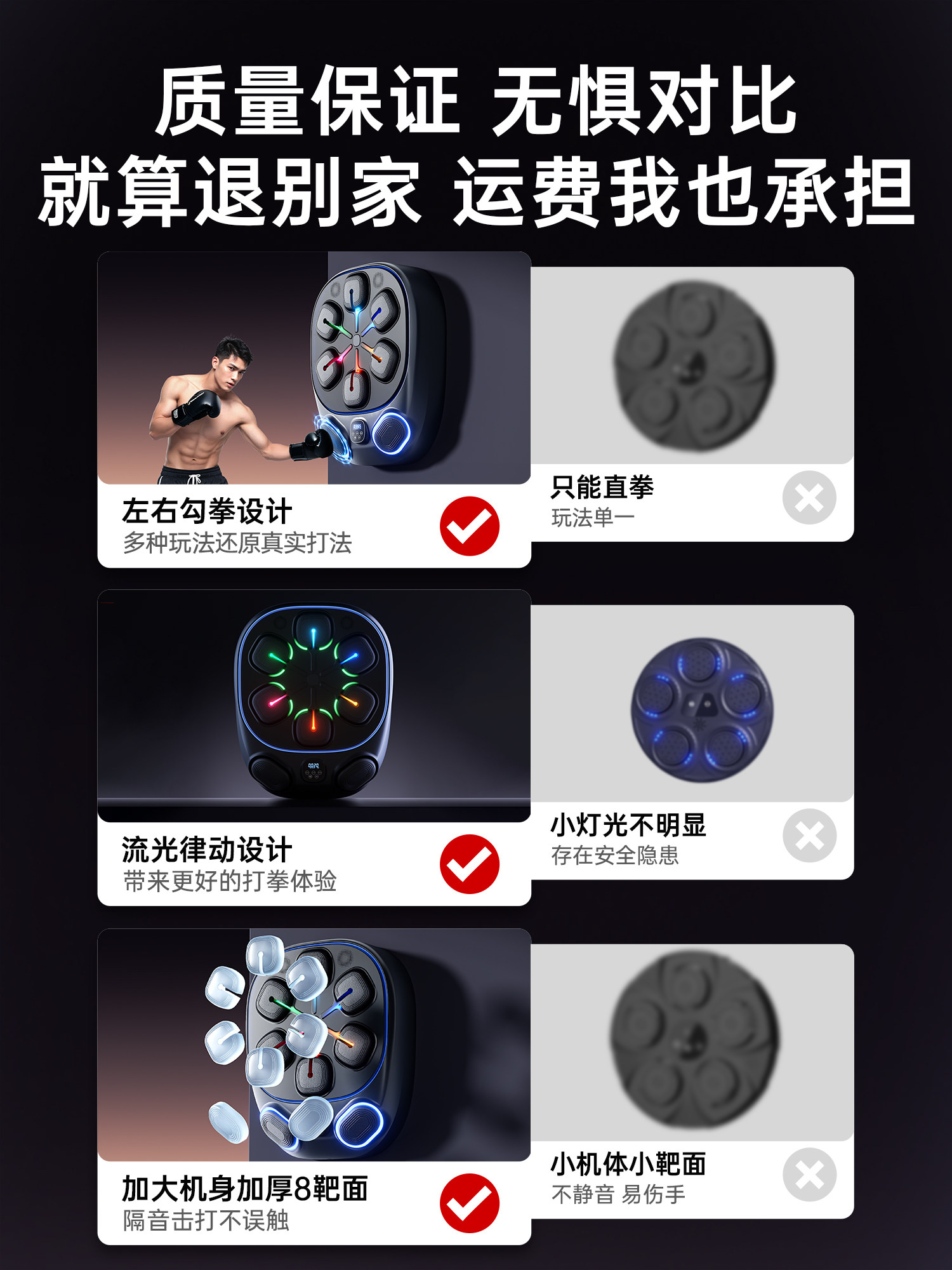 Smart Music Boxing Wall Target for Home Use, Dedicated for Adults and Children, Indoor Stress-Relief Device, Fitness Boxing Training Equipment