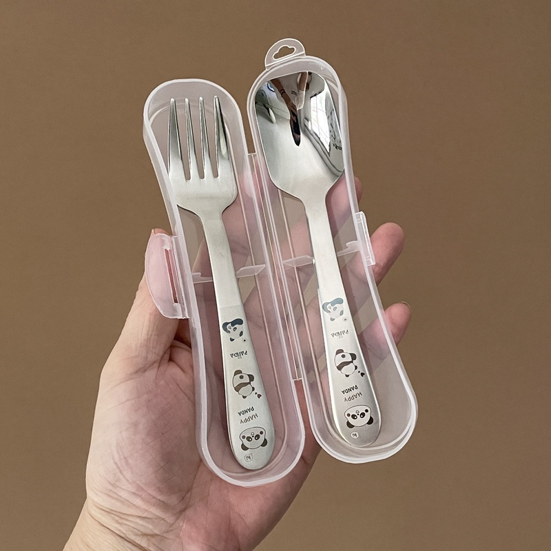 316 Stainless Steel Panda Children's Spoon and Fork Creative Cartoon Spoon Student Eating Fork and Spoon Outdoor Portable Tableware 316 Stainless Steel Panda Children's Spoon and Fork Creative Cartoon Spoon Student Eating Fork and Spoon Outdoor Portable Tableware