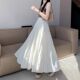 ສິ້ນ skirt cake ສໍາລັບແມ່ຍິງ 2025 summer ໃຫມ່ temperament ແອວສູງ slim pear-shaped ຮູບ A-line ຍາວ skirt ສີຂາວ