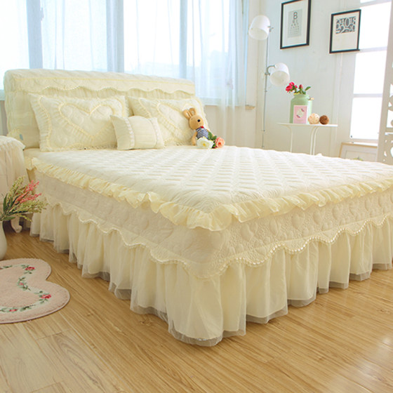 Cotton princess bed skirt bed cover single piece lace summer protective cover 1.8x2.0*2.2m bed cover bedside cover