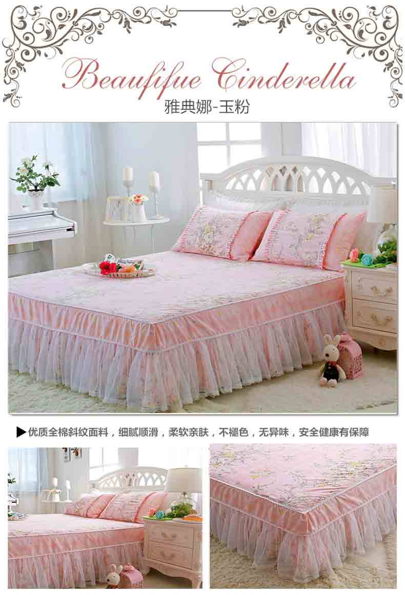 Bông giường bedspread váy cotton một mảnh theo phong cách Hàn Quốc mùa hè đầm ren công chúa 1.5 / 1.8m chống trượt bộ đôi - Váy Petti váy giường khách sạn