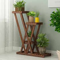 Real wooden living room flower shelf indoor balcony decoration multi-layer special floor standing green room space