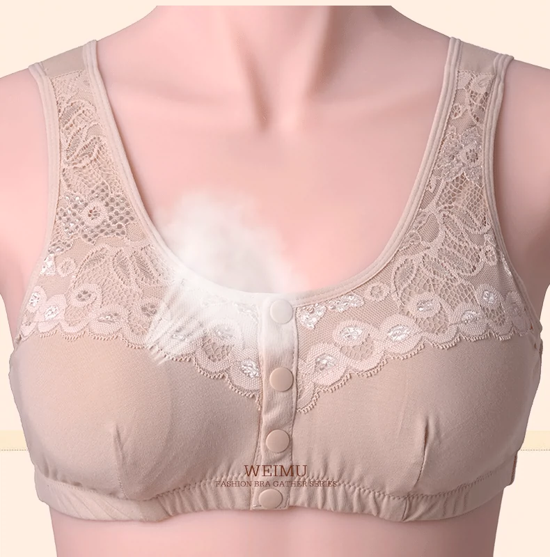 Cộng với phân bón XL áo ngực trung niên Không có vòng thép phía trước khóa cotton mỏng mùa hè kiểu vest béo