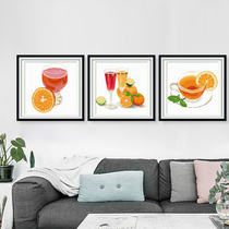 Cross stitch 2021 new small living room dining room self-embroidery handmade simple modern triptych fruit line embroidery