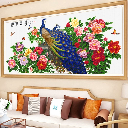Цветочный цветок богатый кросс -стежок пиони цветы, схваченная вышитая печать, домашняя домашняя ручная домохозяйство большой гостиной 2022 линейная вышивка новая модель.