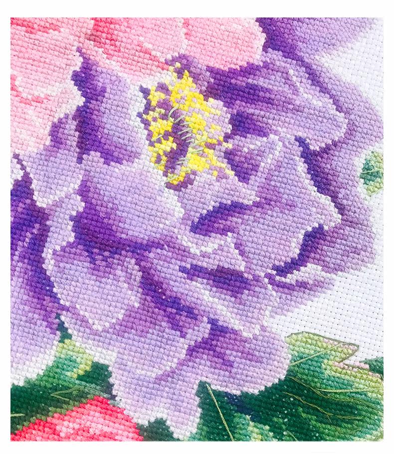 Готовая вышивка крестом 纯手工已绣好的春天埃及长绒棉十字绣成品花开富贵牡丹花安格绣布