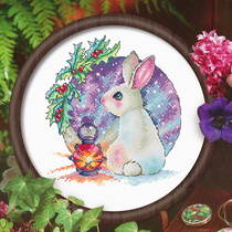 Christmas rabbit cross embroidered small pieces cute animals hand themselves embroidered children bedroom Euro style minimalist hand self-embroidered