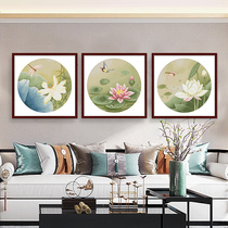 Spring Cross embroidered lotus flower slightly embroidered with hand yourself embroidered living room bedroom New Chinese style painting 2022 new line embroidery