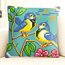Spring Cross embroidered pillow wool thread embroidered 2022 new line embroidered small bird full embroidered with simple hand yourself