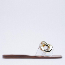 French Spring and Summer New TRF Womens Shoes Transparent Chain Flat Sandals Womens Shoes 3607710 087