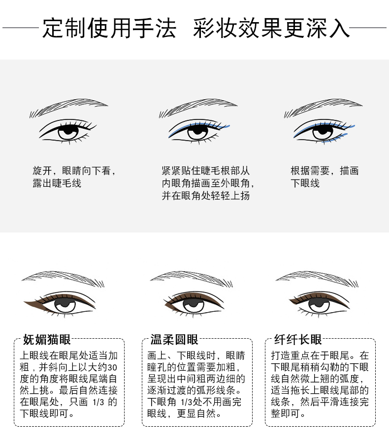 BLEUNUIT / trang điểm kẻ mắt ba màu xanh đậm chống kẻ mắt không dễ bị biến màu khi trang điểm mắt trang điểm chính hãng - Bút kẻ mắt kẻ mắt nước vacosi