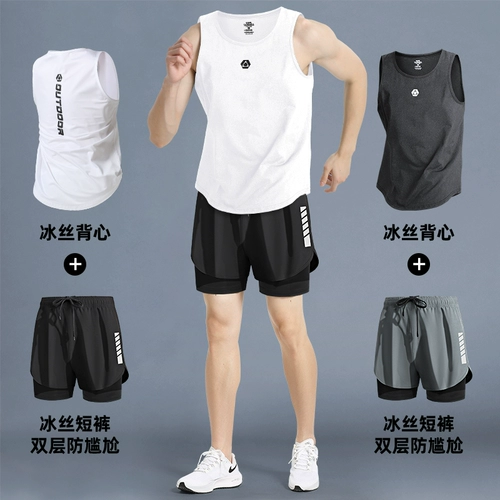 Приятная телу летняя майка для спортзала, шорты, снаряжение, баскетбольный спортивный костюм для тренировок, для бега