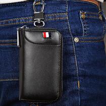 Real Cow Leather Car Key Bag Large Capacity Zipper Male And Female Waist Hanging Home Lock Spoon Bag Couple Universal Multifunction